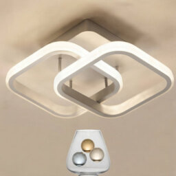 White Double Square Led Ceiling Light Chandelier Pendant Lamp - thumbnail 1