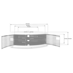 "Centurion Supports Pangea Gloss Black And Greige Beam-Thru Glass Doors Curved Unit Tru-Corner 32""-50"" Tv Cabinet" - thumbnail 2