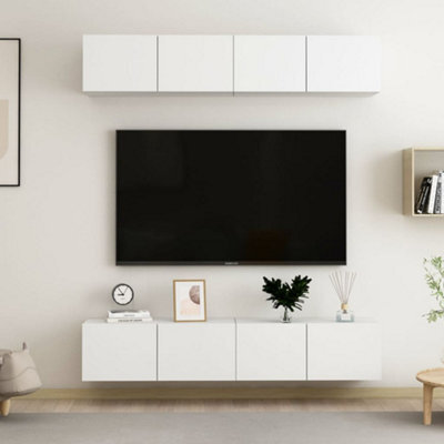 Berkfield Tv Cabinets 4 Pcs White 80X30X30 Cm Engineered Wood - image 1