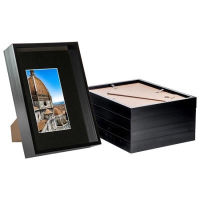 "Nicola Spring A4 (8 X 12"") Deep Photo Frames - Black/black Mount - 3D Deep Box Picture Frame Display Case (31 X 22Cm) X5" - image 1