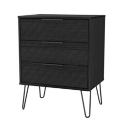 Anzio Matt Black Ash 3 Drawer Chest (H)737mm (W)575mm (D)395mm - thumbnail 4