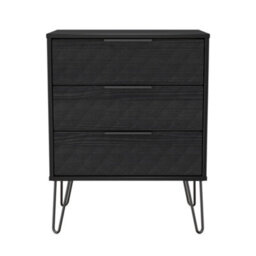 Anzio Matt Black Ash 3 Drawer Chest (H)737mm (W)575mm (D)395mm - thumbnail 1