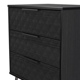 Anzio Matt Black Ash 3 Drawer Chest (H)737mm (W)575mm (D)395mm - thumbnail 5