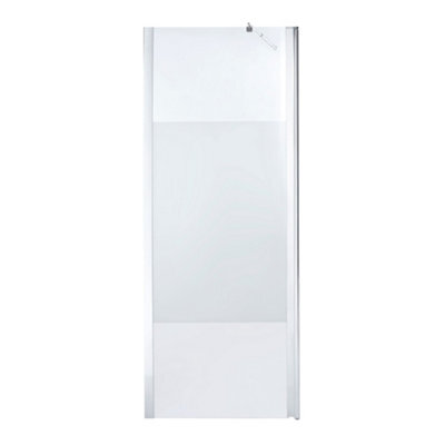 Cooke & Lewis Onega Chrome Effect Textured Striped Walk-In Wet Room Glass Screen & Bar (H)195Cm (W)80Cm - image 1
