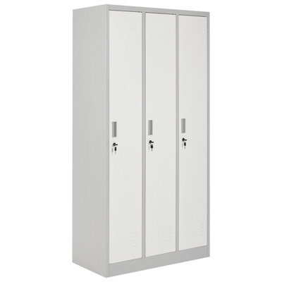 Beliani 3-Door Storage Locker Athlete Metal Grey/ White - image 1