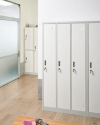 Beliani 3-Door Storage Locker Athlete Metal Grey/ White - thumbnail 2