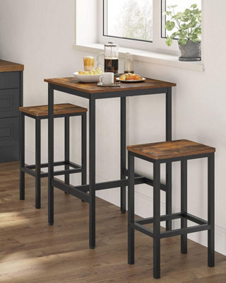 Songmics Dining Table And Chairs Set, Bar Table And Stools Set, 60 X 60 X 90 Cm Small Kitchen Table, 30 X 40 X 65 Cm Chairs - image 1