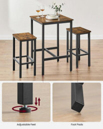 Songmics Dining Table And Chairs Set, Bar Table And Stools Set, 60 X 60 X 90 Cm Small Kitchen Table, 30 X 40 X 65 Cm Chairs - thumbnail 8