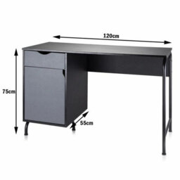 Vitinni Office Desk With Side Drawer And Cupboard For Home Office Or Student Desk, 55D X 120W X 75H Cm - thumbnail 8
