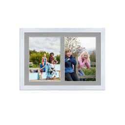AK Frames 20X14 White Classic Multi Photo Frame With Silver Mount - Holds 2 Apertures (2X) A4 Photos - thumbnail 1