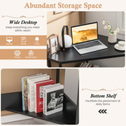 Costway Corner Desk Triangle Computer Desk Laptop Desk W/ Power Outlet - thumbnail 5