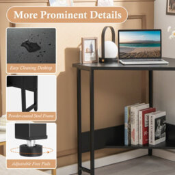 Costway Corner Desk Triangle Computer Desk Laptop Desk W/ Power Outlet - thumbnail 7