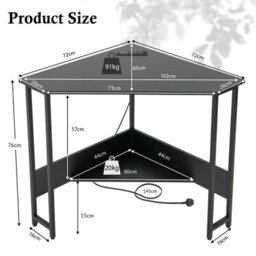 Costway Corner Desk Triangle Computer Desk Laptop Desk W/ Power Outlet - thumbnail 3