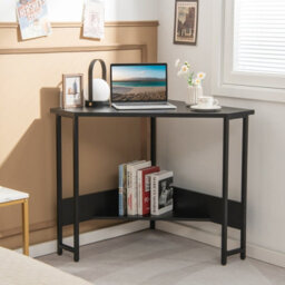 Costway Corner Desk Triangle Computer Desk Laptop Desk W/ Power Outlet - thumbnail 8