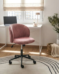Beliani Office Chair Miles Corduroy Pink - thumbnail 2