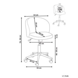 Beliani Office Chair Miles Corduroy Pink - thumbnail 3