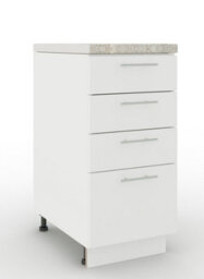 Jd Greta Adjustable Legs Kitchen Drawer Unit 400mm Storage Cabinet With Door Shelf 40Cm - White Matt With Worktop - thumbnail 1