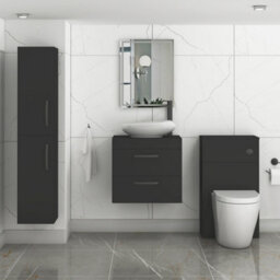 Royal Bathrooms Turin 800mm Wall Mounted Bathroom Vanity Unit With Sink 2 Drawer Matt Black & Nova Countertop Basin - thumbnail 3