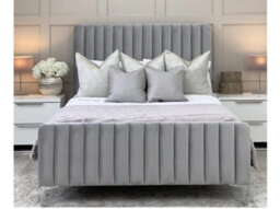 Stratus Interiors Milano Modern Tubed Line Upholstered Bed Frame - Metal Gaslift - Superking