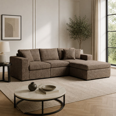 Loft Home Arden Stone Mocha Taupe Rhf Corner Sofa - image 1