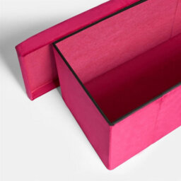 OHS Folding Ottoman Pink Storage Box Footstool Tub Space Saving Velvet Seat, Rectangle - thumbnail 3