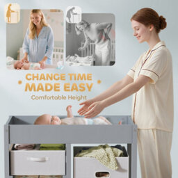 Aiyaplay Baby Changing Unit With 4 Drawers, Diaper Changing Table, Grey - thumbnail 4