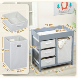 Aiyaplay Baby Changing Unit With 4 Drawers, Diaper Changing Table, Grey - thumbnail 3