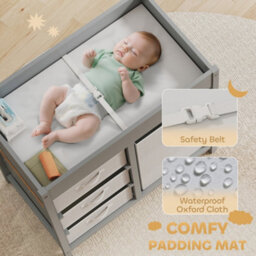 Aiyaplay Baby Changing Unit With 4 Drawers, Diaper Changing Table, Grey - thumbnail 6