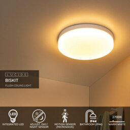 Lucide Biskit Modern Flush Ceiling Light Bathroom 40Cm - Led - 1X36W 2700K - Ip44 - White - thumbnail 3