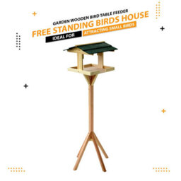 Crystals Traditional Wooden Bird Table Garden Birds Feeder Feeding Station Free Standing - thumbnail 3