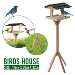 Crystals Traditional Wooden Bird Table Garden Birds Feeder Feeding Station Free Standing - thumbnail 6