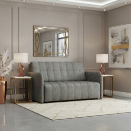 Viva Grand Iii Upholstered Sofa Bed With Sleeping Function Storage Compartment Wooden Legs Living Room 145Cm Grey - thumbnail 2