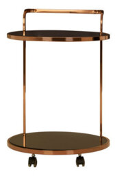 Orsina Versatile 2 Tier Rose Gold Finish Drinks Trolley, Elegant Drinks Trolley For Parties, Durable Drinks Trolley