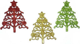 Shatchi 3Pcs Glitter Shapped Christmas Tree Xmas Party Hanging Ornament Décor - thumbnail 4