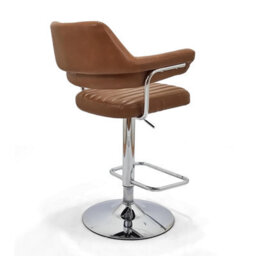 Monaco Tan Leather Effect Swivel Bar Stool With Chrome Frame - thumbnail 3