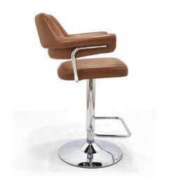 Monaco Tan Leather Effect Swivel Bar Stool With Chrome Frame - thumbnail 4