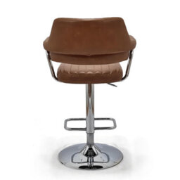 Monaco Tan Leather Effect Swivel Bar Stool With Chrome Frame - thumbnail 6