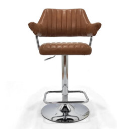 Monaco Tan Leather Effect Swivel Bar Stool With Chrome Frame - thumbnail 5