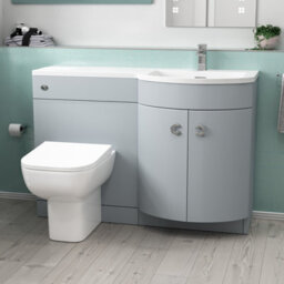 Nes Home 1100mm Lh Matte Grey Basin Vanity, Wc Unit & White Back To Wall Toilet - thumbnail 2