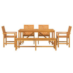 Berkfield Garden Dining Set 6 Pcs Brown 150 X 90 X 74 Cm - thumbnail 8