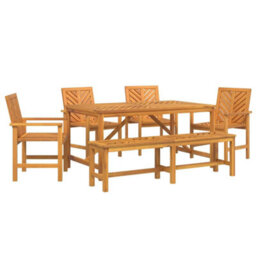 Berkfield Garden Dining Set 6 Pcs Brown 150 X 90 X 74 Cm - thumbnail 2
