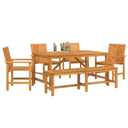 Berkfield Garden Dining Set 6 Pcs Brown 150 X 90 X 74 Cm - thumbnail 3