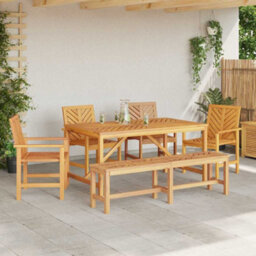 Berkfield Garden Dining Set 6 Pcs Brown 150 X 90 X 74 Cm - thumbnail 4