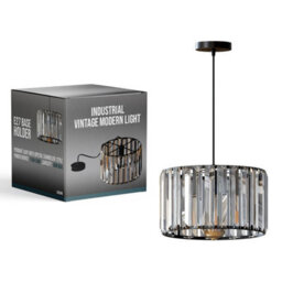 Ledsone Modern Crystal Glass Shade Mini Chandelier Pendant Light, Drum Shape E27 Ceiling Hanging Light Black Without Bulb, 20Cm - thumbnail 7