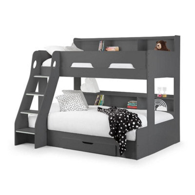 Orion Grey Oak Wooden Storage Bunk Bed Frame - 3Ft Single - image 1