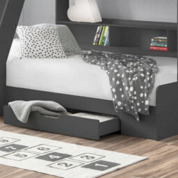Orion Grey Oak Wooden Storage Bunk Bed Frame - 3Ft Single - thumbnail 5