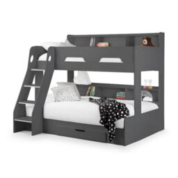 Orion Grey Oak Wooden Storage Bunk Bed Frame - 3Ft Single - thumbnail 1