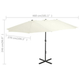 Berkfield Outdoor Parasol With Aluminium Pole 460X270 Cm Sand - thumbnail 7