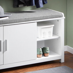 Sobuy Fsr168-W, Hallway Storage Bench Shoe Bench Shoe Cabinet Shoe Rack With Seat Cushion,white,w105Xd35Xh50 - thumbnail 6