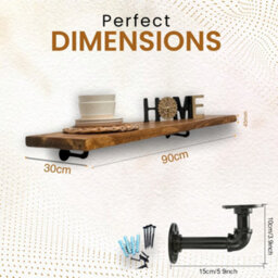 MKGT Rustic Breakfast Bar 30Cm Kitchen Shelf Coffee Pub Table (Tudor Oak, 90Cm Long) - thumbnail 3